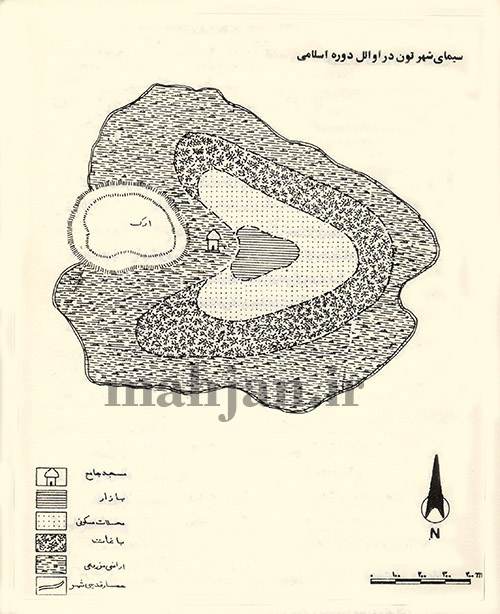 نقشه شهر فردوس در اوائل دوره اسلامی